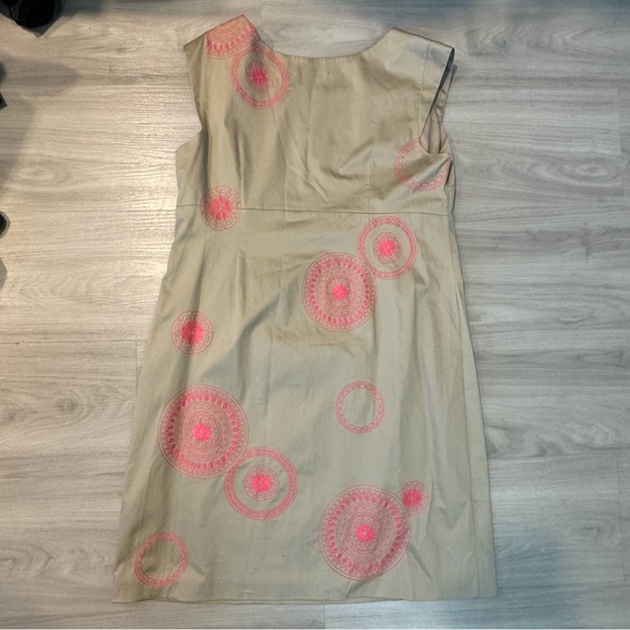 Boden Mandala Embroidered sheath dress tan pink NWOT size 16 - Picture 6 of 16